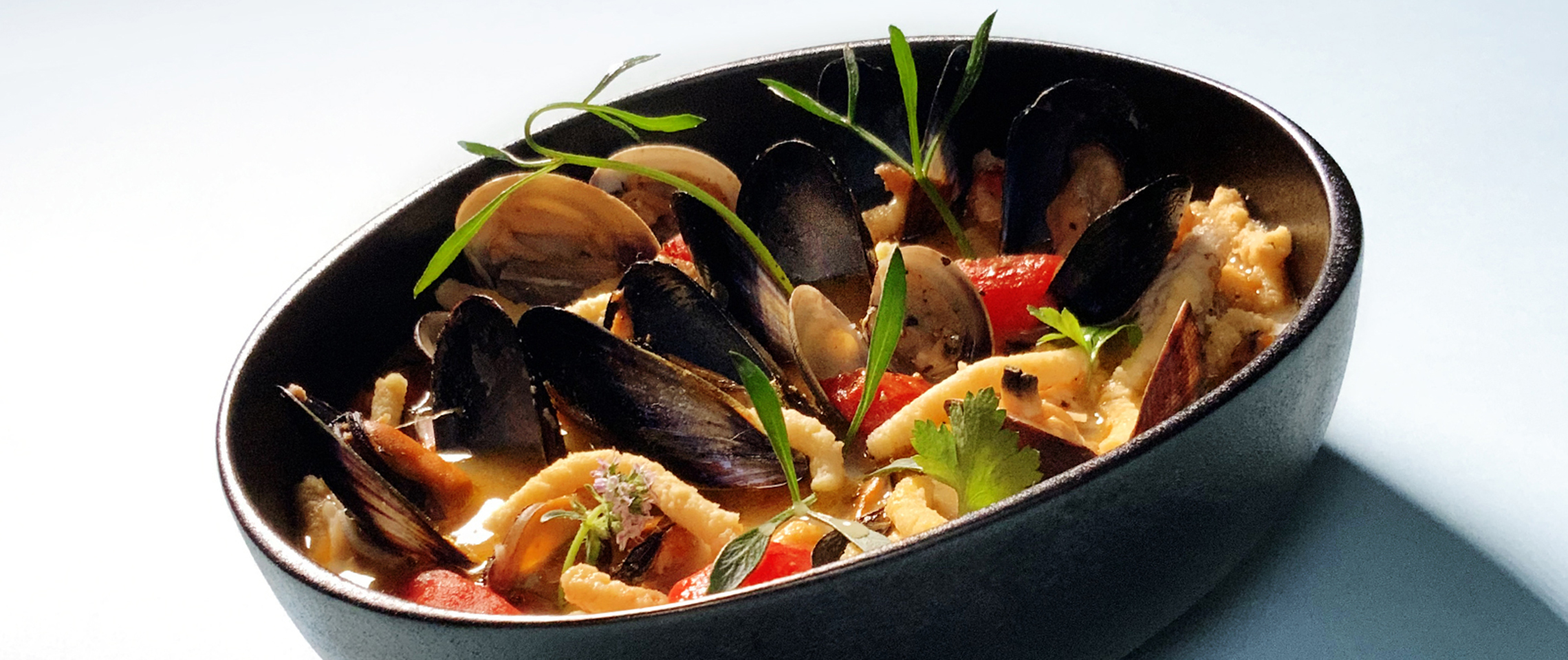 Passatelli Sosi in zuppetta di pesce e pomodorini